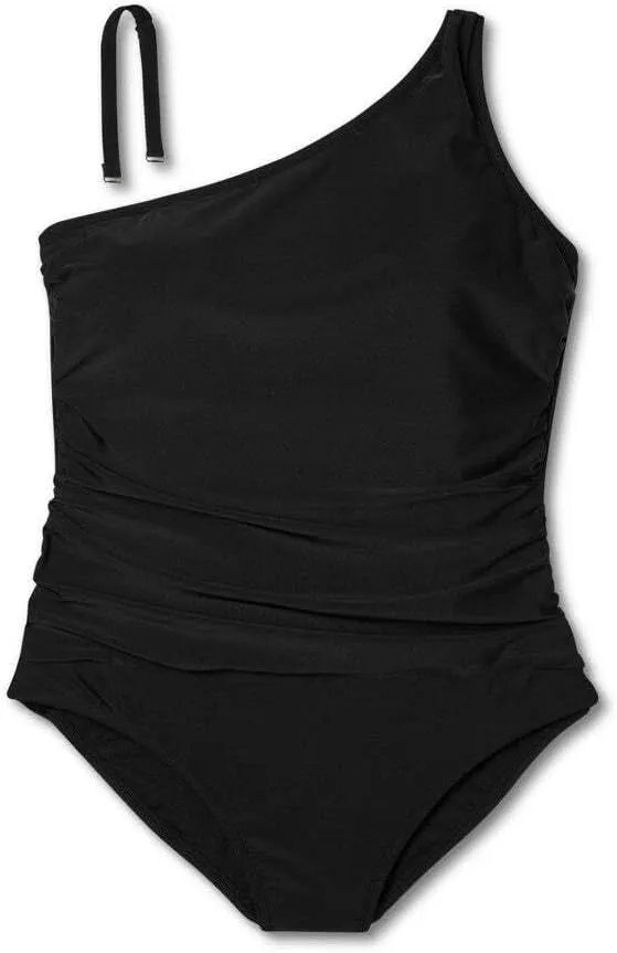 Women's Tummy Control One Shoulder Ruched Full Coverage One Piece Swimsuit -