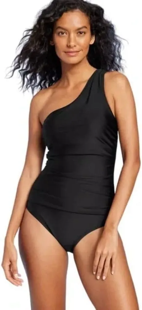Women's Tummy Control One Shoulder Ruched Full Coverage One Piece Swimsuit -