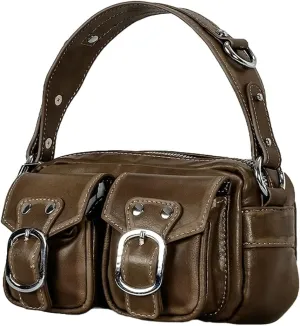 Womens Vintage Shoulder Tote Bag Small Y2k Vegan Leather Crossbody Purse Multi Pocket Handbag Top Handle Satchels