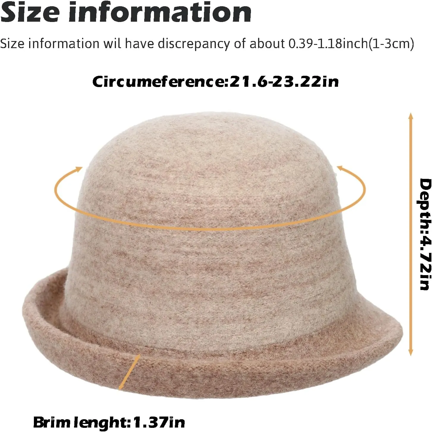 Womens Winter 1920S Vintage Cloche Wool Bucket Hat Packable Ladies Church Derby Party Fashion Cap