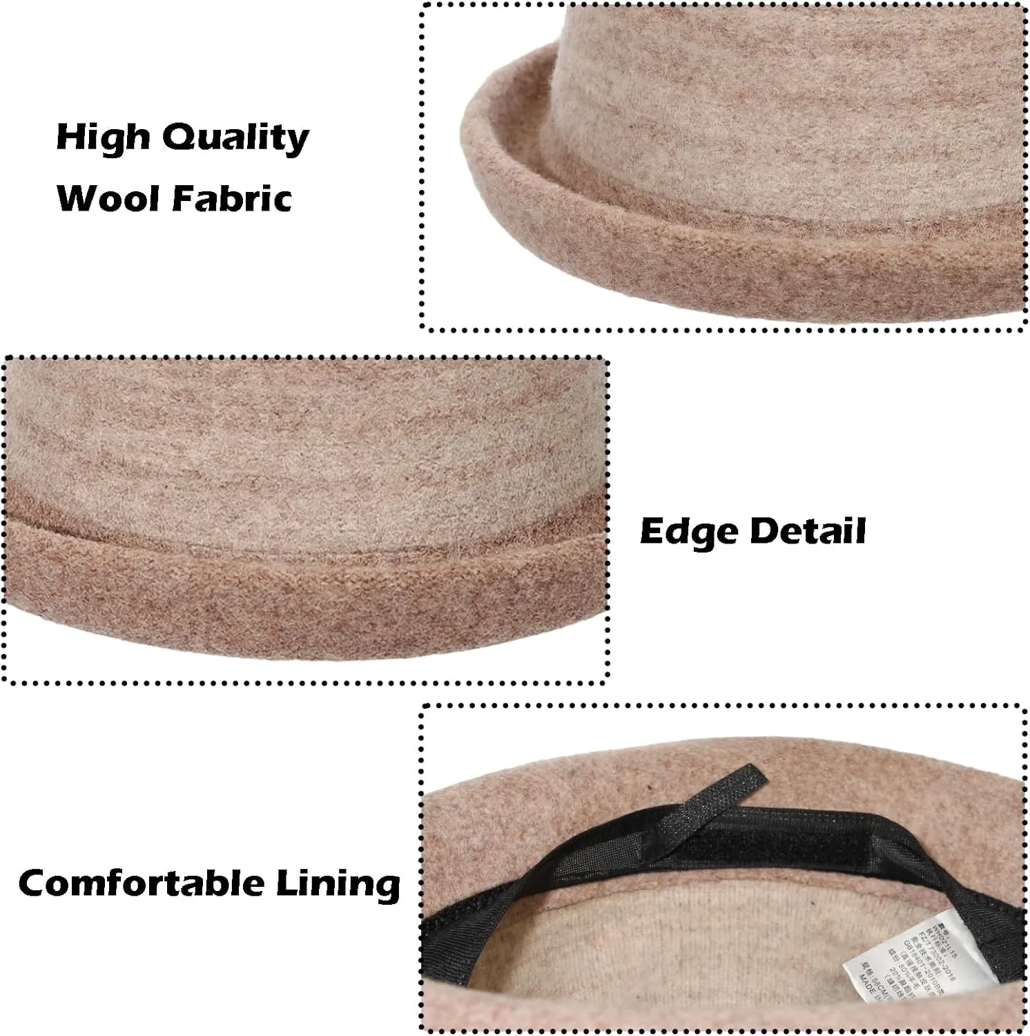 Womens Winter 1920S Vintage Cloche Wool Bucket Hat Packable Ladies Church Derby Party Fashion Cap