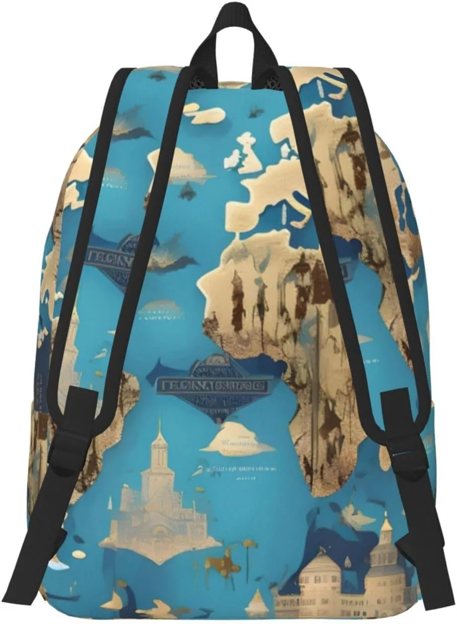 World Geography Map Printed backpack, travel bag, canvas shoulder bag, canvas casual lightweight backpack