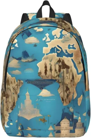 World Geography Map Printed backpack, travel bag, canvas shoulder bag, canvas casual lightweight backpack