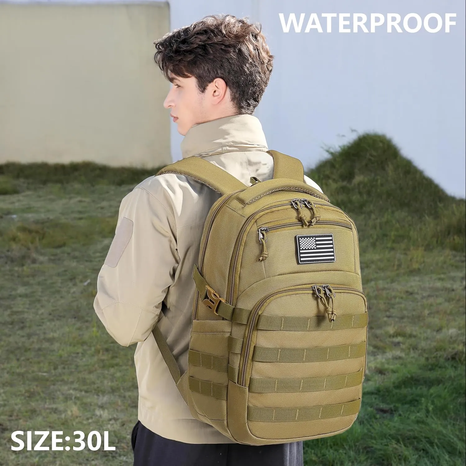 Wotony Military tactical backpack, backpack for men black small tactical assault bag