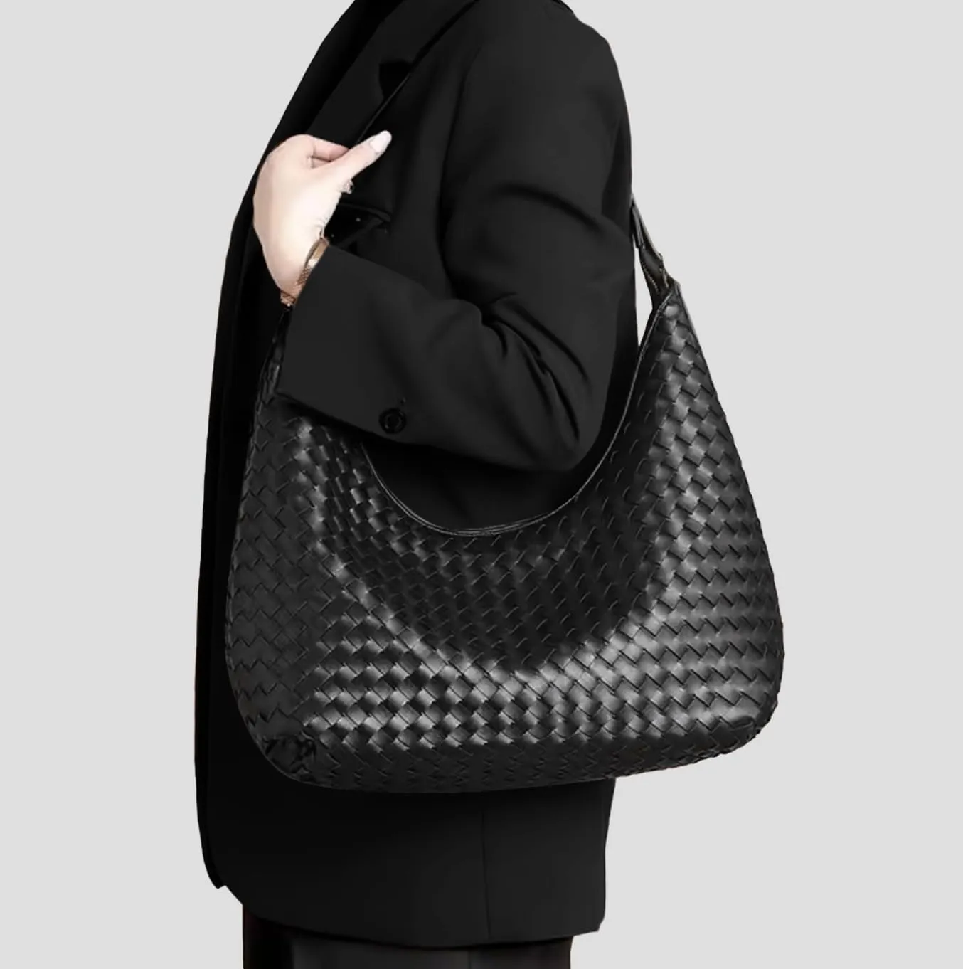 Woven Bag, Premium Leather with Adjustable Straps, Spacious & Organized. Versatile Crossbody, Shoulder Bag