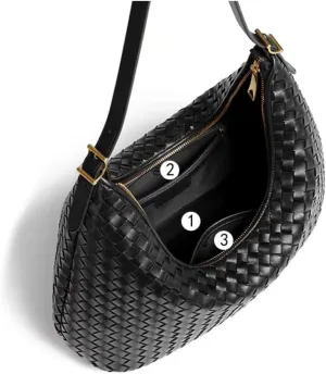 Woven Bag, Premium Leather with Adjustable Straps, Spacious & Organized. Versatile Crossbody, Shoulder Bag
