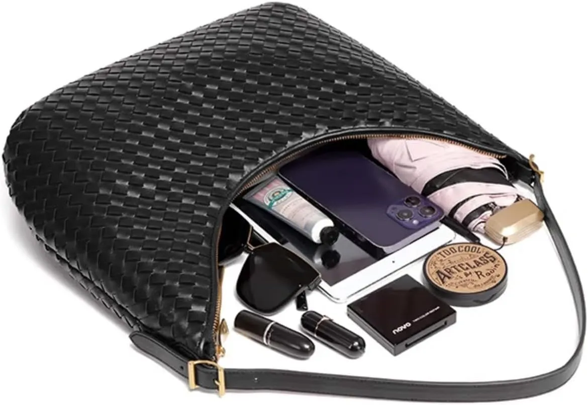 Woven Bag, Premium Leather with Adjustable Straps, Spacious & Organized. Versatile Crossbody, Shoulder Bag