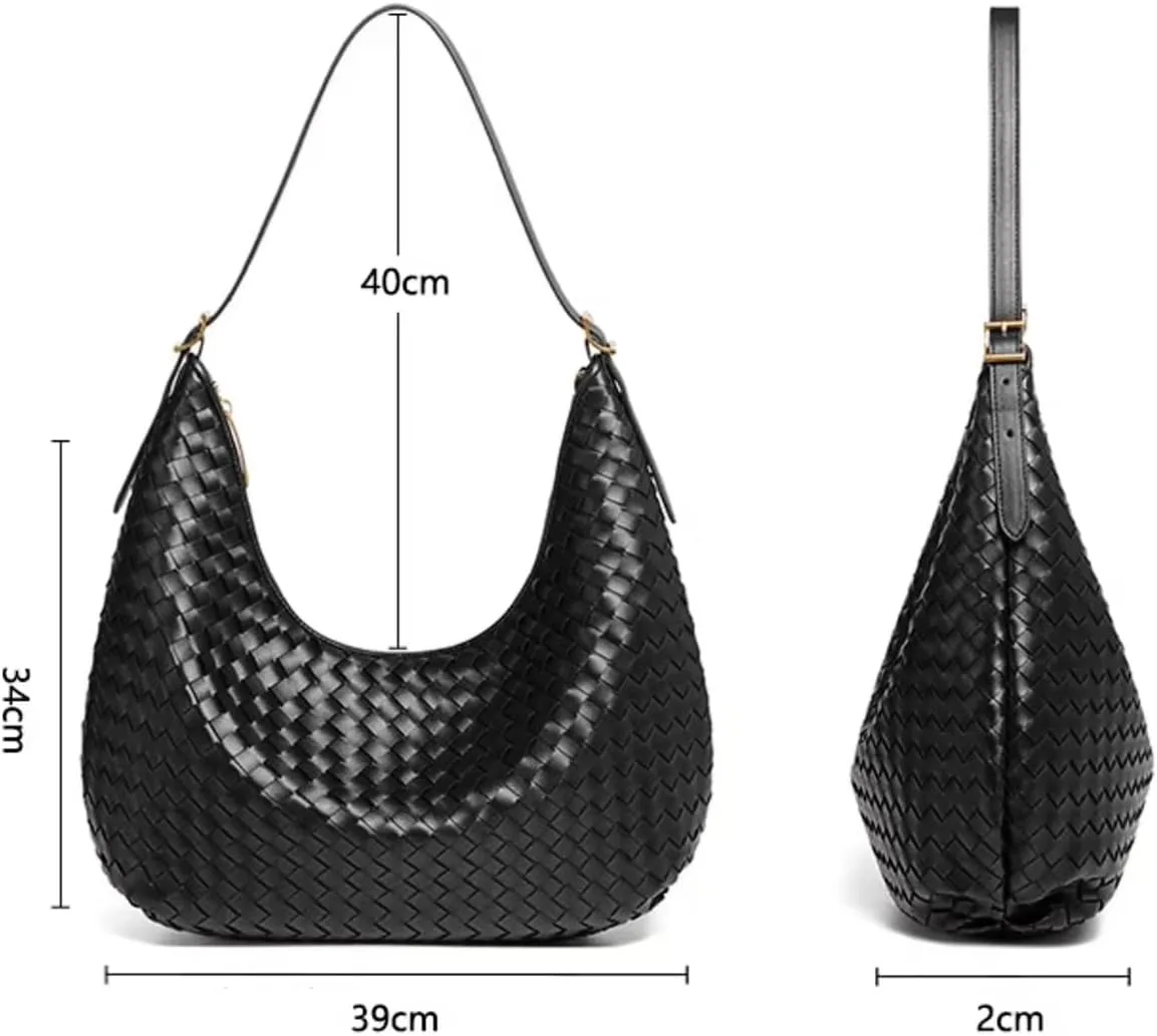 Woven Bag, Premium Leather with Adjustable Straps, Spacious & Organized. Versatile Crossbody, Shoulder Bag