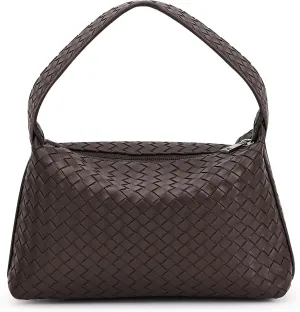 Woven Purse for Women,Small Woven Texture Hobo Dumpling Bag,Trendys Vegan Leather Handbag,Holiday Shoulder Bag Gift