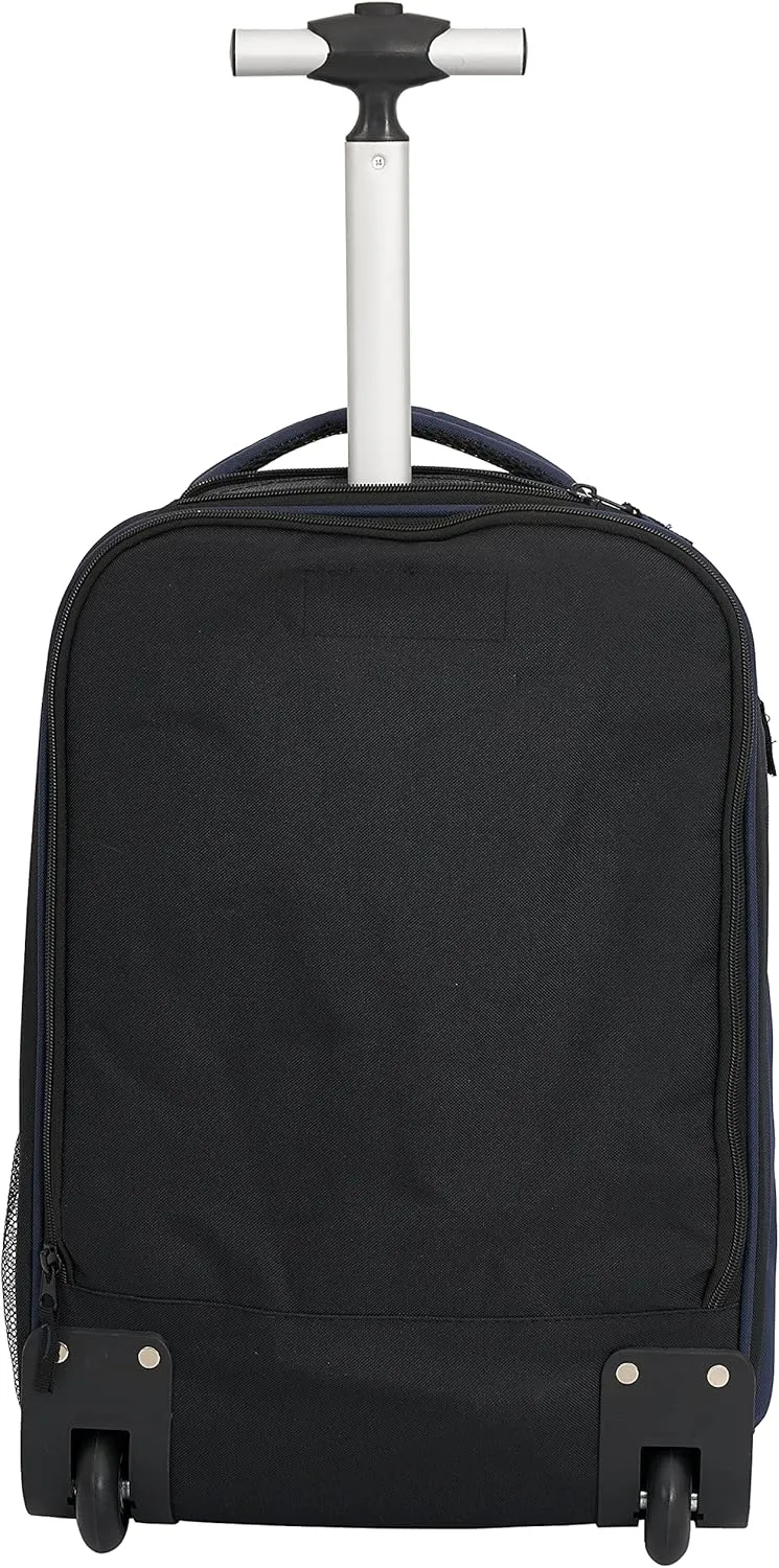 Wrangler Dobson Collection Featuring Duffel Travel and Leisure, Blue, 19" Rolling Backpack
