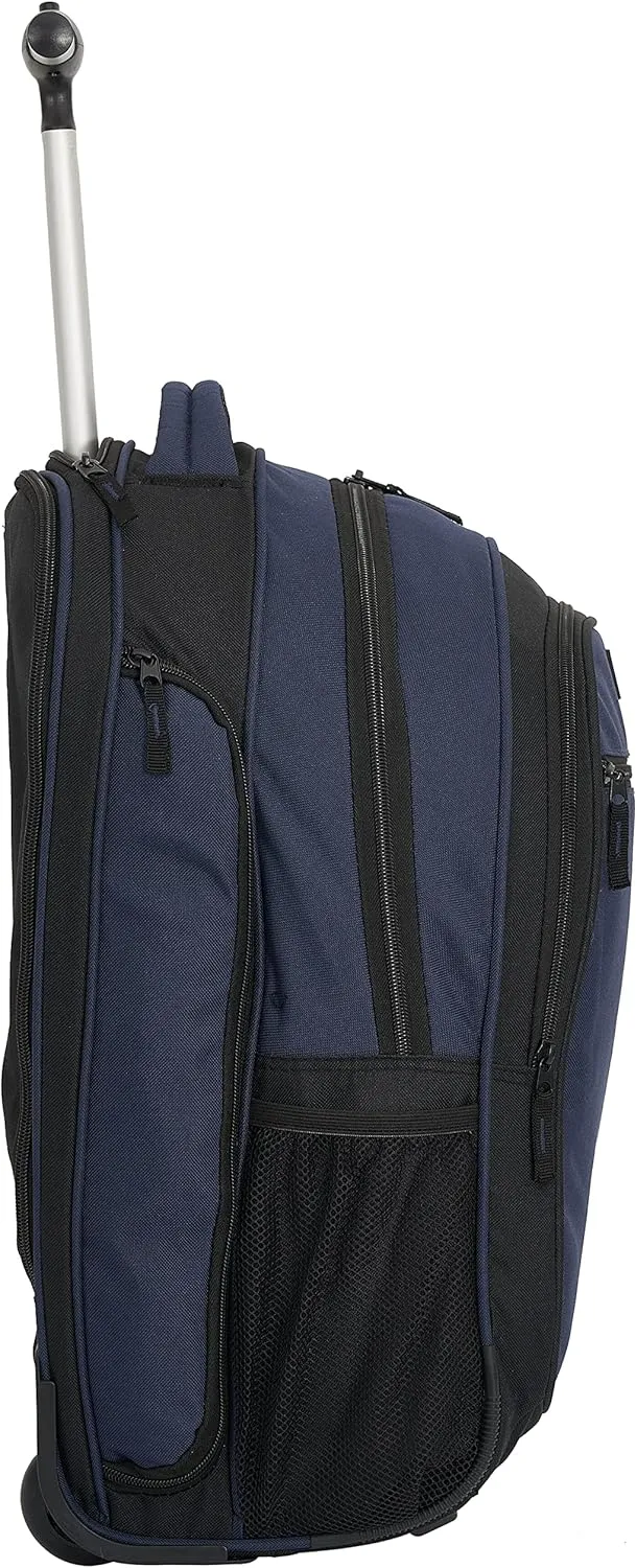 Wrangler Dobson Collection Featuring Duffel Travel and Leisure, Blue, 19" Rolling Backpack