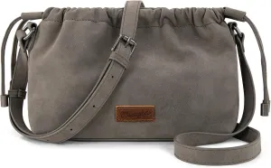 Wrangler Small Suede Crossbody Bags for Women Drawstring Purse Soft Cross Body Bag