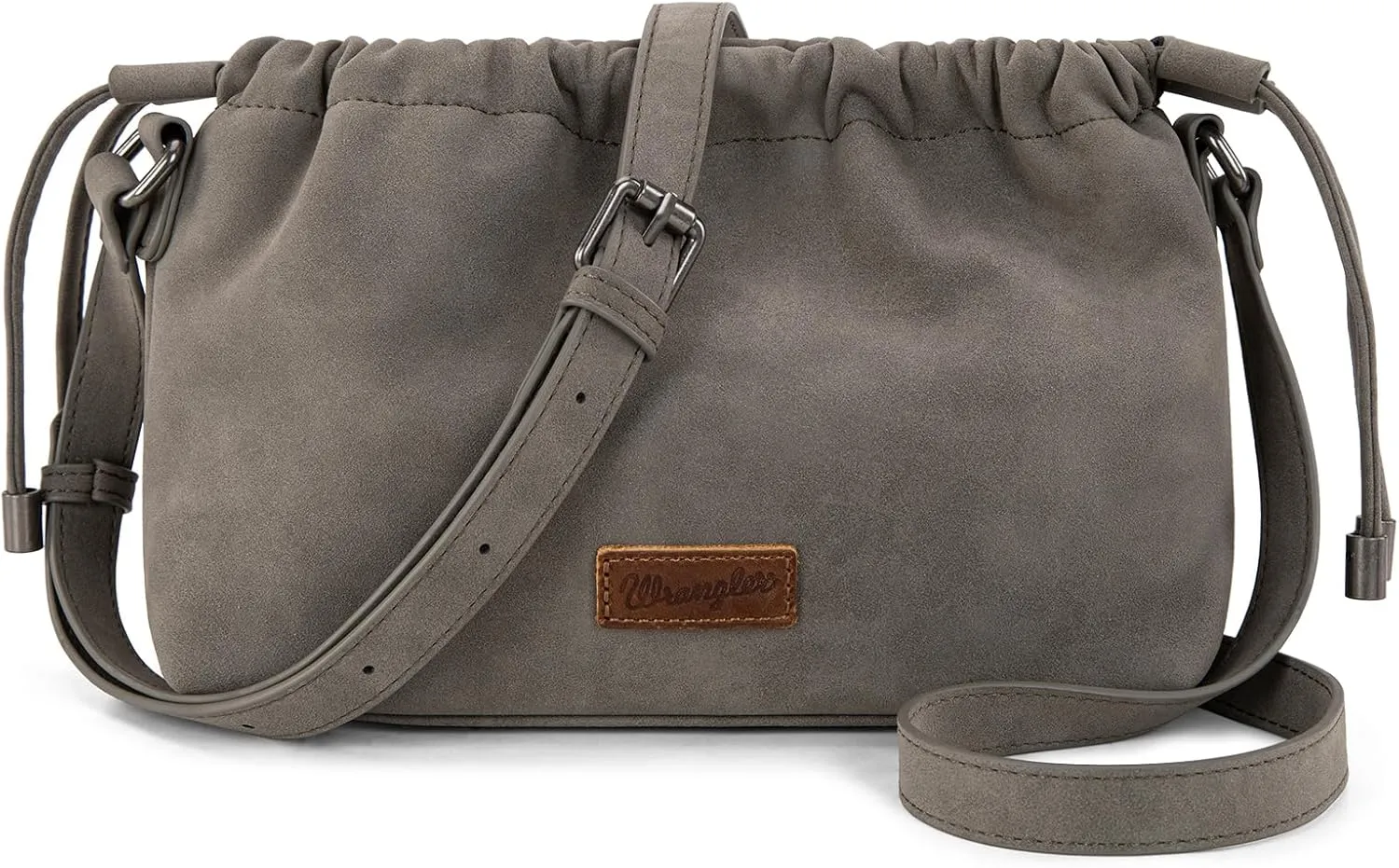 Wrangler Small Suede Crossbody Bags for Women Drawstring Purse Soft Cross Body Bag