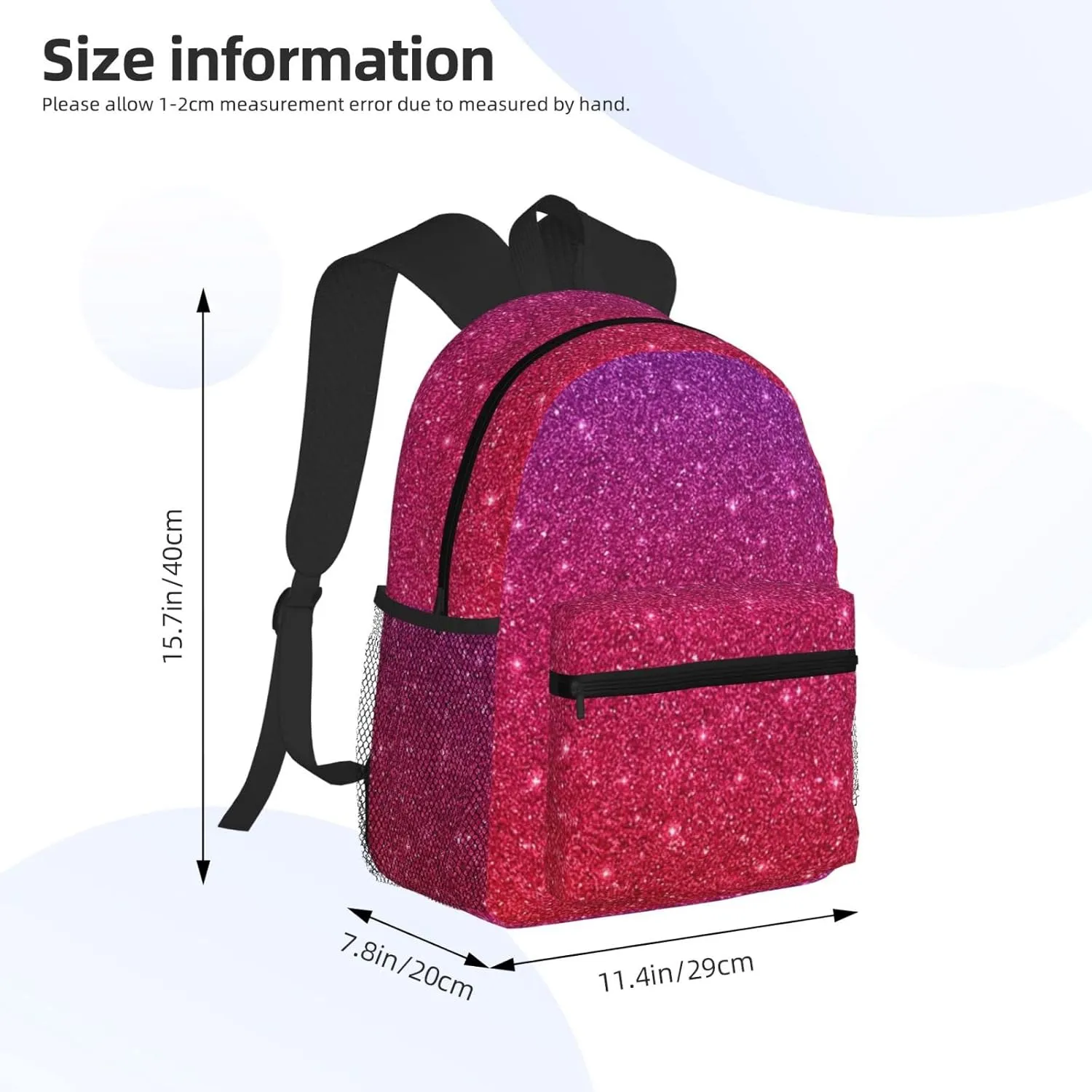 Wurton Gradient Sequin Sparkle Print Multipurpose Casual Bag With Fashionable Travel,Work Outdoor Activities Backpack