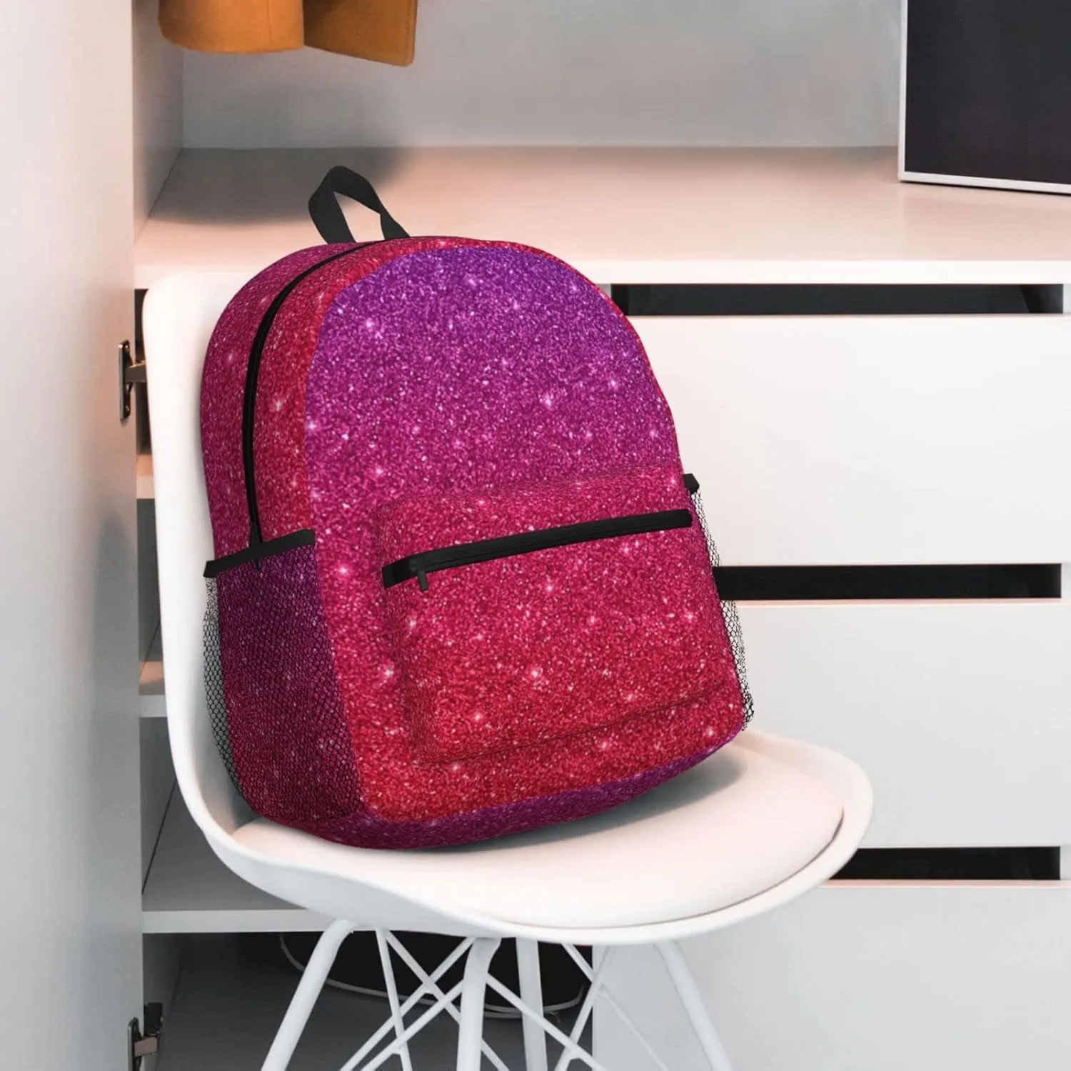 Wurton Gradient Sequin Sparkle Print Multipurpose Casual Bag With Fashionable Travel,Work Outdoor Activities Backpack