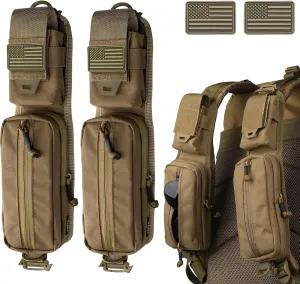 WYNEX Molle Accessories Pouch of Double Zipper Pocket Version, Backpack Strap Pouch Shoulder Strap Molle Attachment Tactical Accessories Bag Shoulder Starps Zipper Pocket Additional Phone Holder