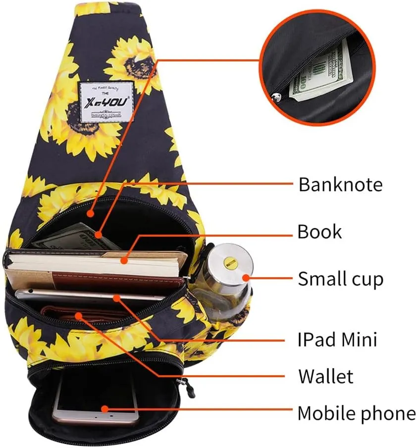 XEYOU Small Sling Bag - Lightweight One Strap Backpack Hiking Crossbody Chest Bag - Unisex Shoulder Daypack