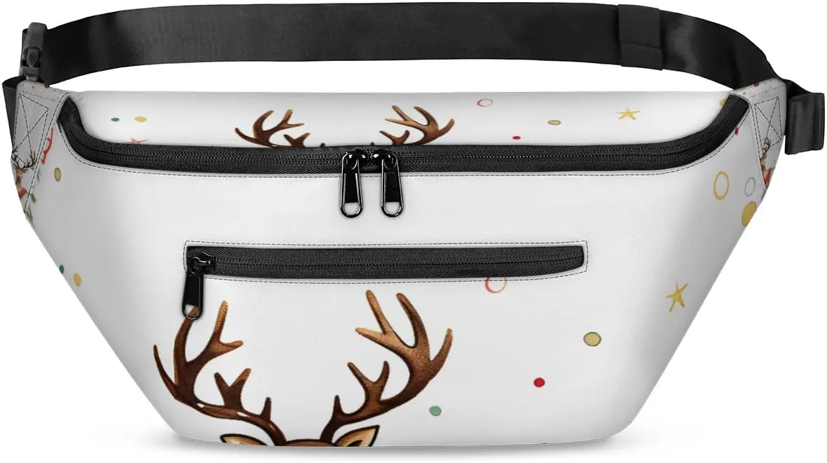 Xmas Deer Sling Bag Crossbody Backpack Chest Daypack for Women Sport Travel Hiking Casual Bag Multipurpose Waist Pack With Zipper Closure Adjustable Strap Shoulder Bag