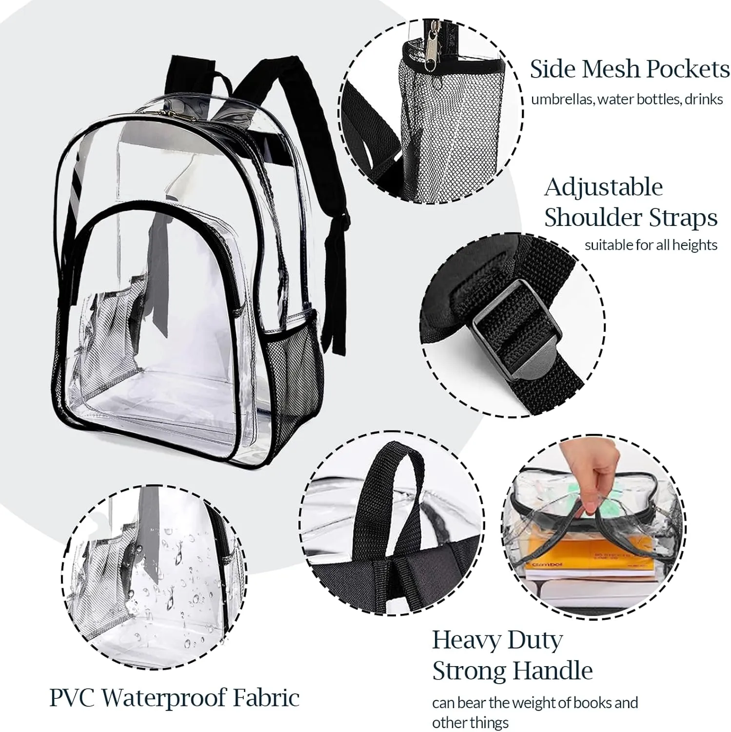 xrlsg Personalized Clear Backpack Custom Name PVC Transparent Backpacks Perfect for Office Travel Outdoor