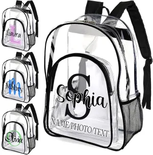 xrlsg Personalized Clear Backpack Custom Name PVC Transparent Backpacks Perfect for Office Travel Outdoor