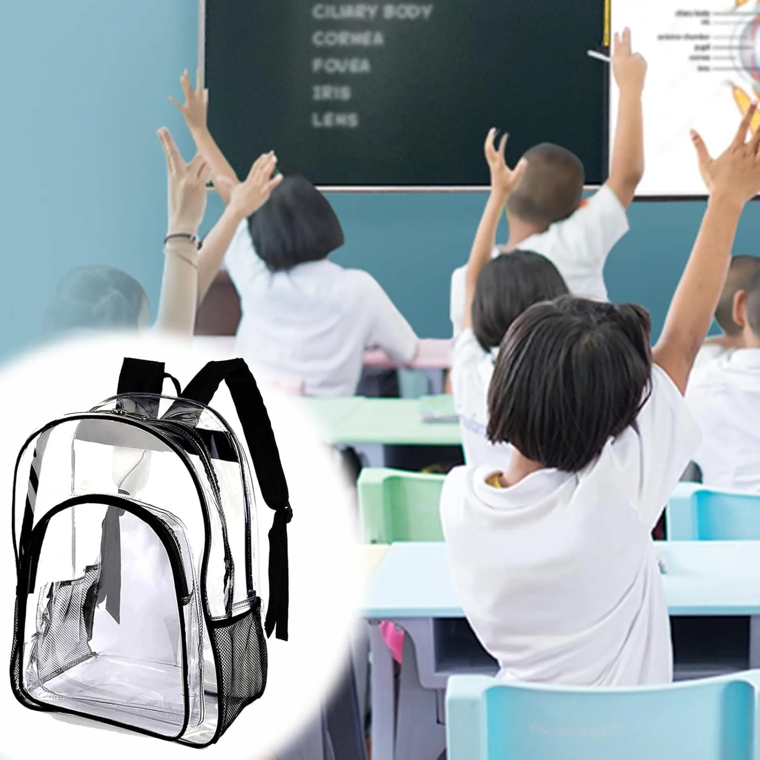 xrlsg Personalized Clear Backpack Custom Name PVC Transparent Backpacks Perfect for Office Travel Outdoor
