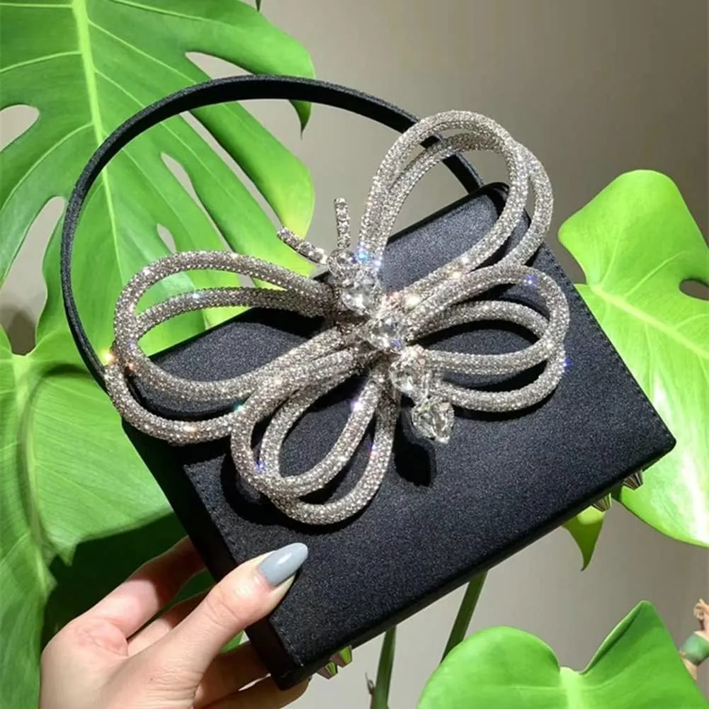 XXGJOALD-Small Evening Bag Clutch Purses for Women Butterfly Rhinestones Tote Purse Sparkling Handbag Bags