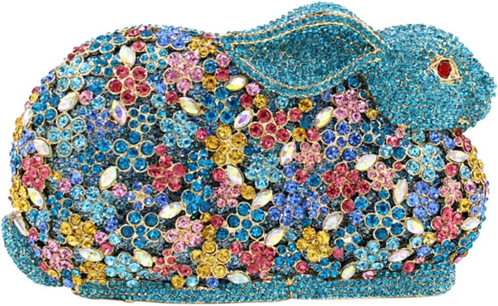 XXGJOALD-Womens Evening-Bag Chain Luxury Handbag Rhinestone Wedding Ladies Clutch-Purse Multi Rabbit