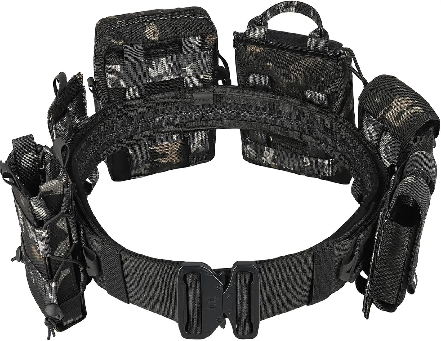 YAKEDA Molle Battle Belt with Accessories - Tactical Combat Airsoft Heavy Duty Belt (8 pcs)