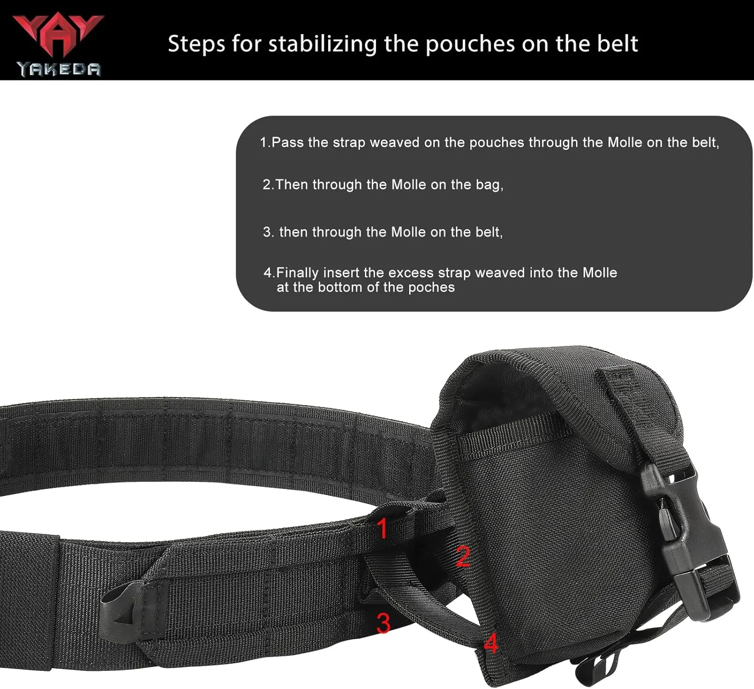 YAKEDA Molle Battle Belt with Accessories - Tactical Combat Airsoft Heavy Duty Belt (8 pcs)