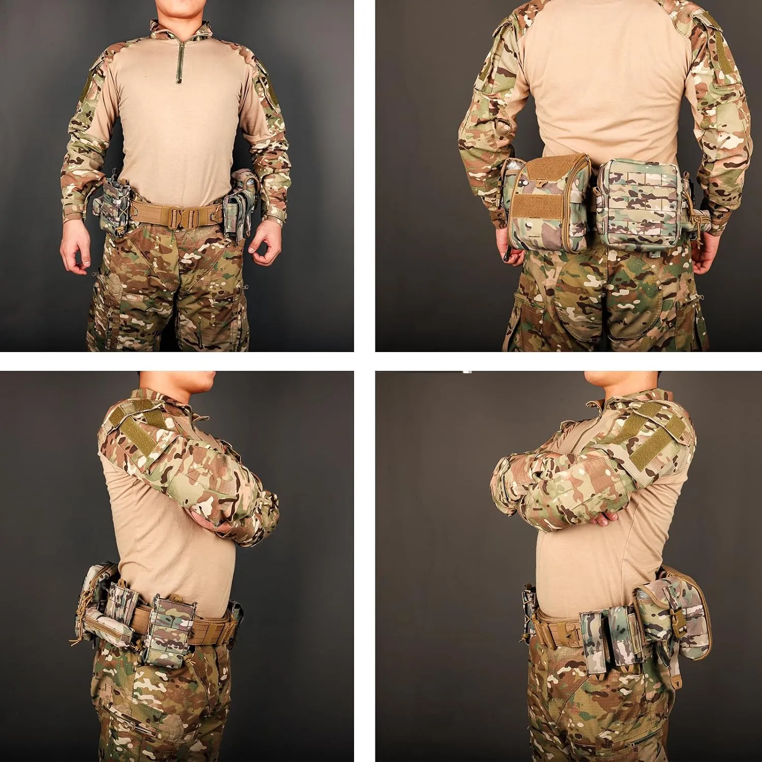 YAKEDA Molle Battle Belt with Accessories - Tactical Combat Airsoft Heavy Duty Belt (8 pcs)