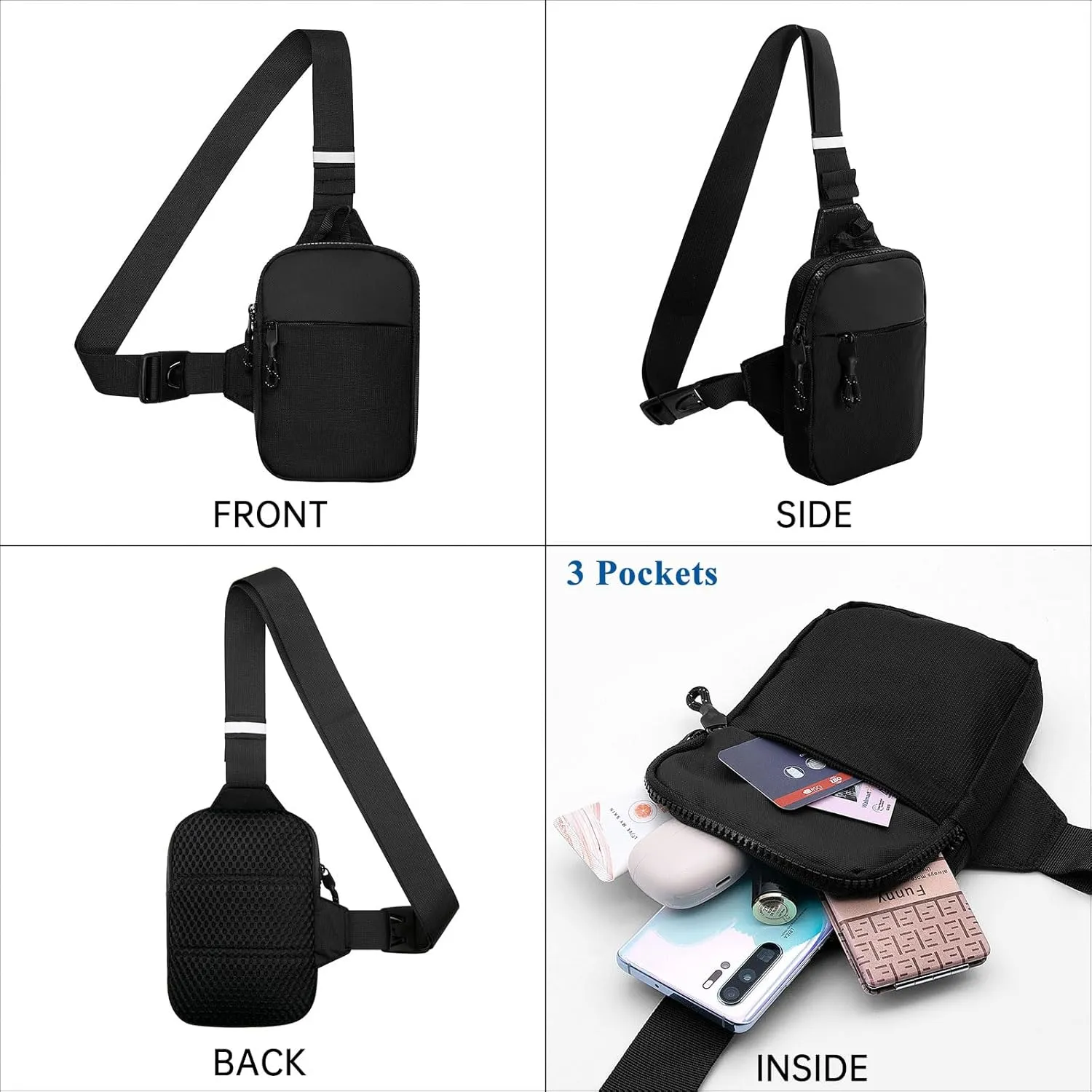 YAMEIZE Mini Crossbody Sling Bag - Trendy Small Chest Bag with Adjustable Strap for Men Women Multipurpose Daypack