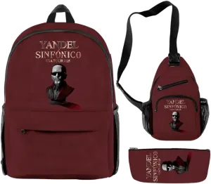 Yandel Sinfonico Tour 2025 Backpack 3 Pieces Sets Vintage Crossbody Bag Fashion Casual Travel Bag (Brown)