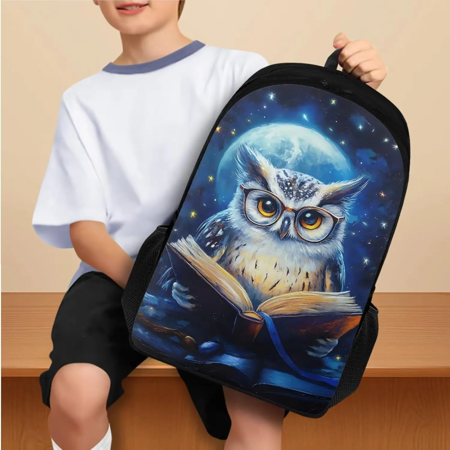 YEXIATODO Cute Owl Bookbags for 5Th Grade Girls Kids Backpack and Lunch Box Set 4 Piece Student Back To School Book Bag with Shouder Bag Pencil Case Box for Boys Girls 1st-6th Grade