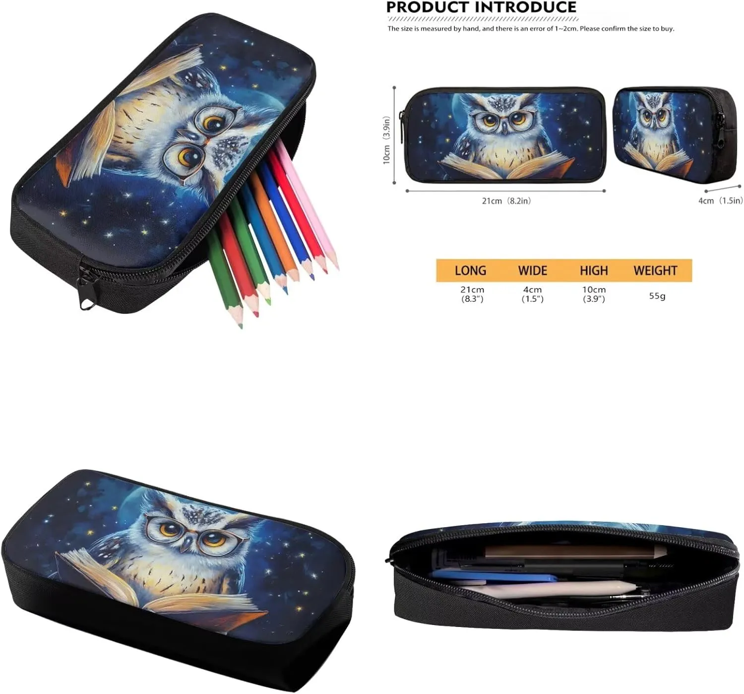 YEXIATODO Cute Owl Bookbags for 5Th Grade Girls Kids Backpack and Lunch Box Set 4 Piece Student Back To School Book Bag with Shouder Bag Pencil Case Box for Boys Girls 1st-6th Grade