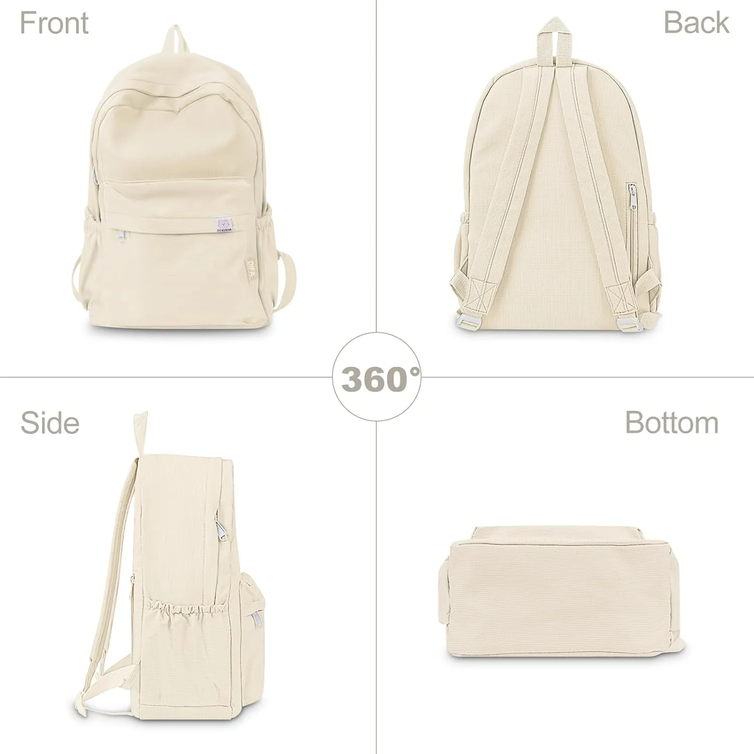 YFGBCX Cute Aesthetic Backpack for School College Student Solid Color Lightweight Classic Women Girls Laptop Casual Kawaii Travel, School, Work Beige 16.93x11.42x5.12in