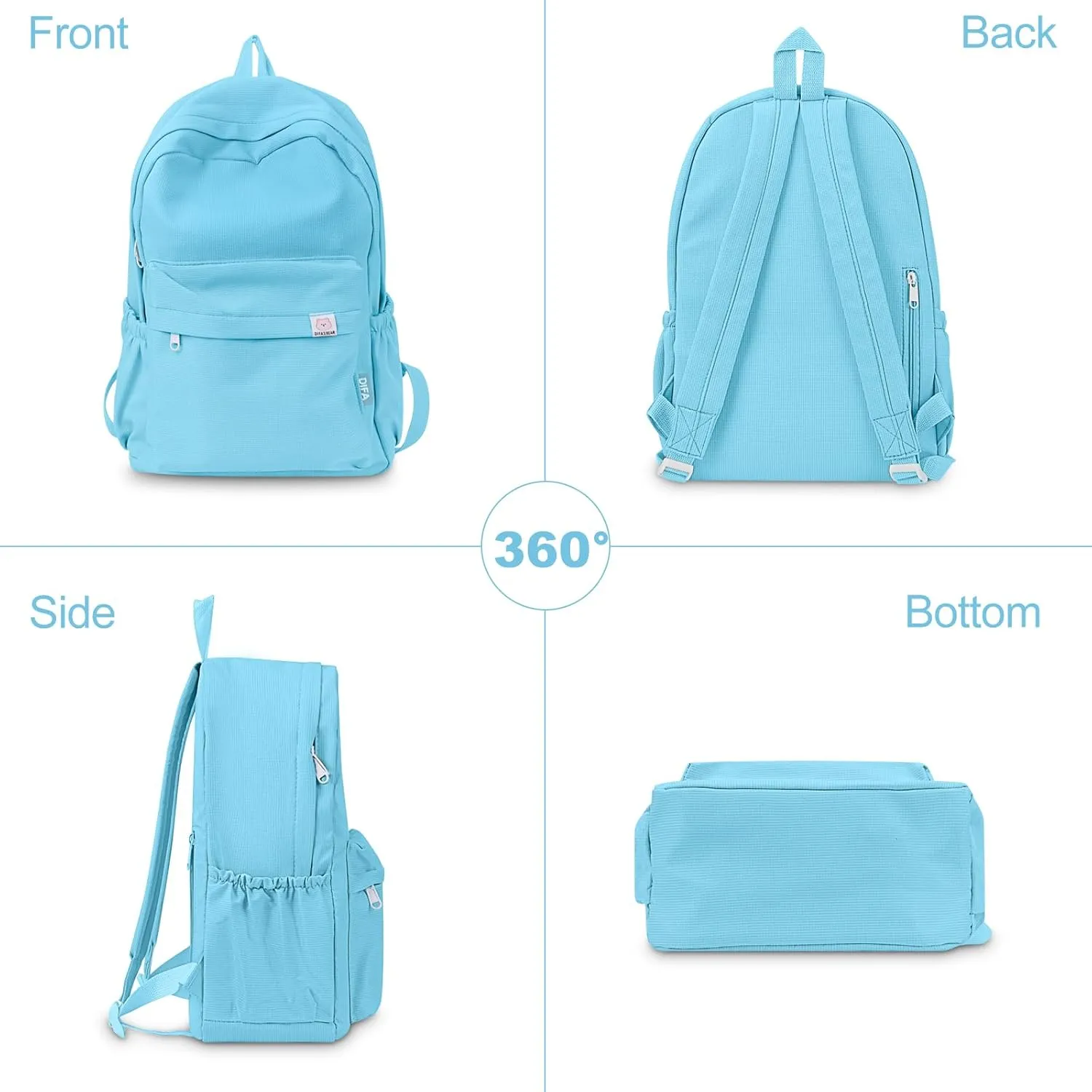 YFGBCX Cute Aesthetic Backpack for School College Student Solid Color Lightweight Classic Women Girls Laptop Casual Kawaii Travel, School, Work Blue 16.93x11.42x5.12in