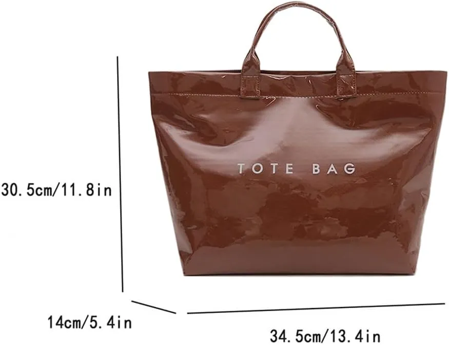 YFGBCX PVC Surface Kraft Paper Tote for Women - Large Solid Color Hobo Bag with Letter Print