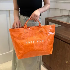 YFGBCX PVC Surface Kraft Paper Tote for Women - Large Solid Color Hobo Bag with Letter Print