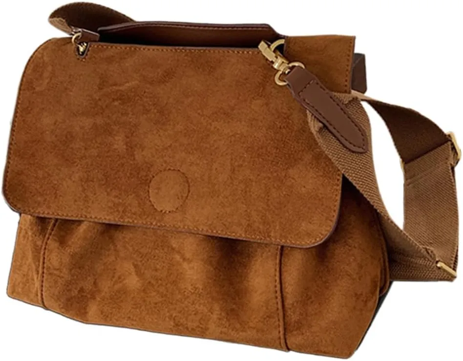 YFGBCX Suede Tote Bag Retro Slouchy Work Bag Suede Shoulder Bag Crossbody Purse for Women Office Tote Handbag