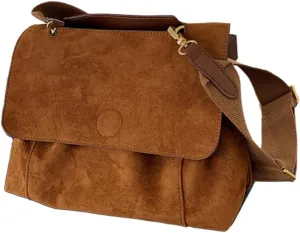 YFGBCX Suede Tote Bag Retro Slouchy Work Bag Suede Shoulder Bag Crossbody Purse for Women Office Tote Handbag