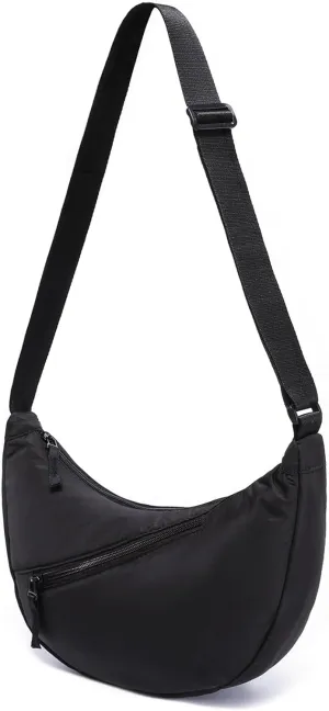 YIKOEE Nylon Crescent Crossbody Bag for Women Small Sling Shoulder Hobo Purse with Front Zipper Pocket