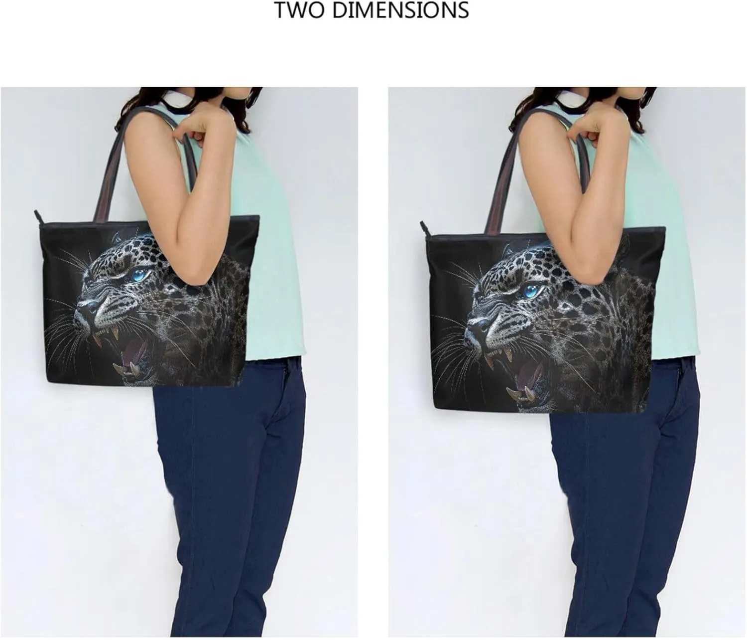 YMXFXP Lightweight Tote Bag Cheetah Roar Black for Women Durable Designer Handbag with Zipper for Daily Use L