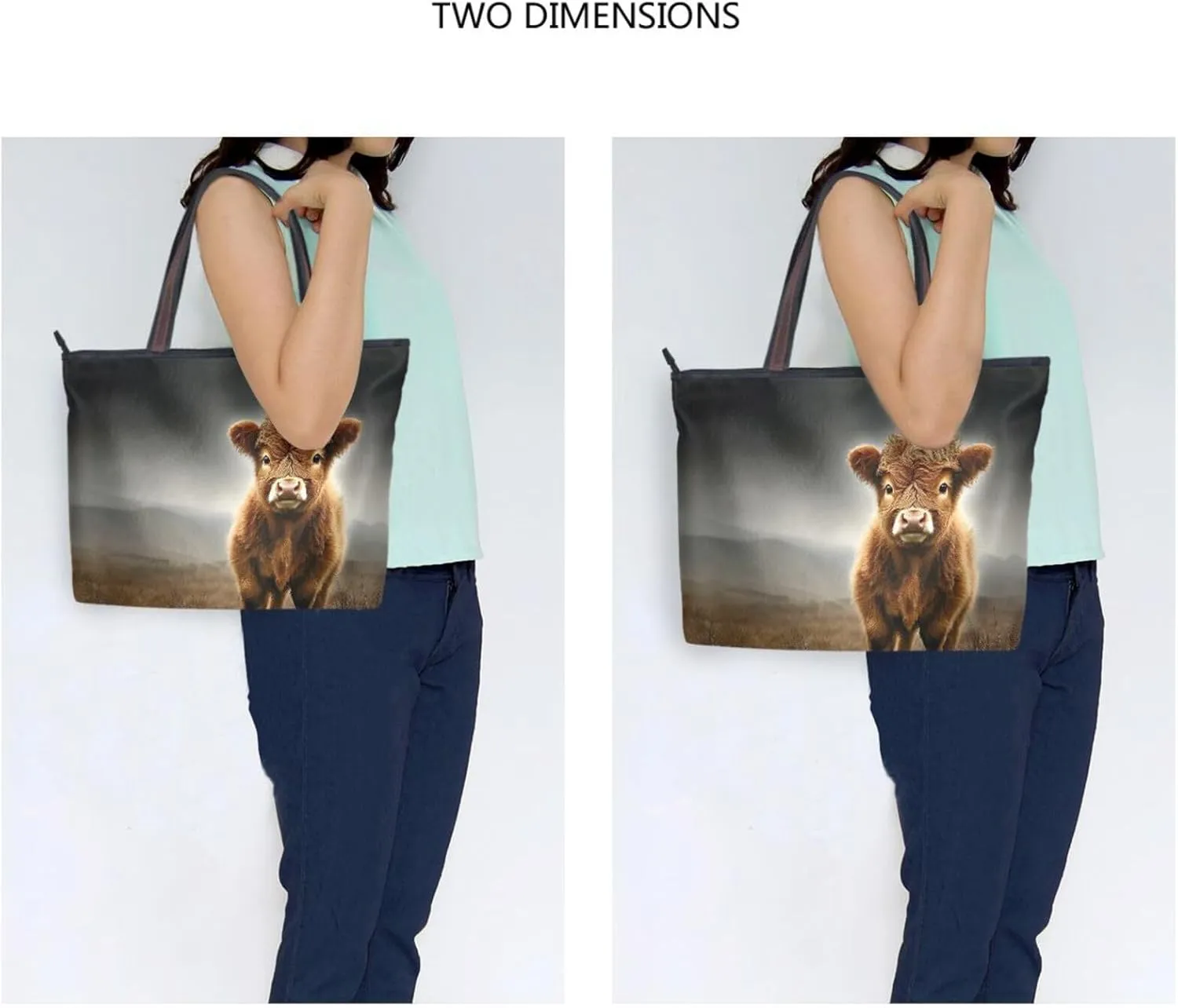 YMXFXP Lightweight Tote Bag Cow Grassland Closeup for Women Durable Designer Handbag with Zipper for Daily Use L