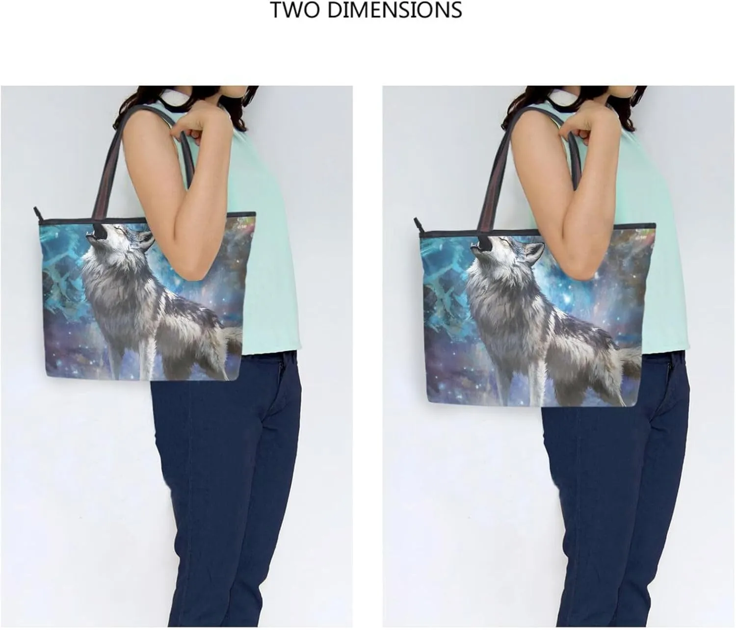 YMXFXP Lightweight Tote Bag Wolf Roar Abstract Nebula for Women Durable Designer Handbag with Zipper for Daily Use L