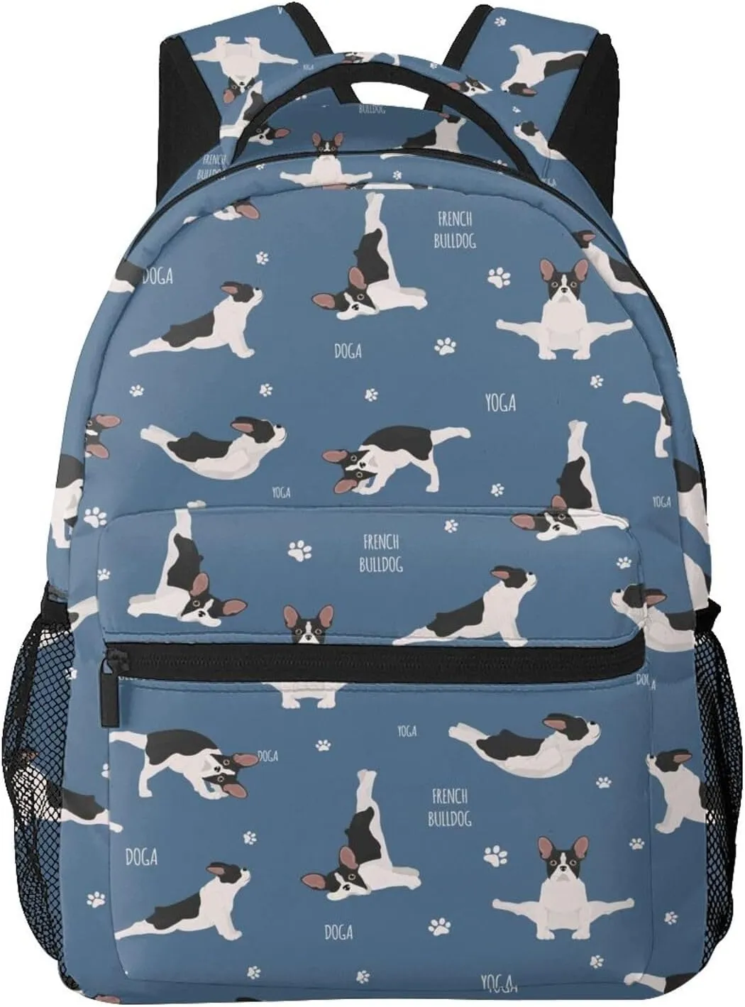 Yoga French Bulldog Dogs Backpack Laptop Backpack Sports Travel Shoulder bag Light casual backpack