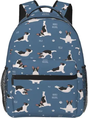 Yoga French Bulldog Dogs Backpack Laptop Backpack Sports Travel Shoulder bag Light casual backpack