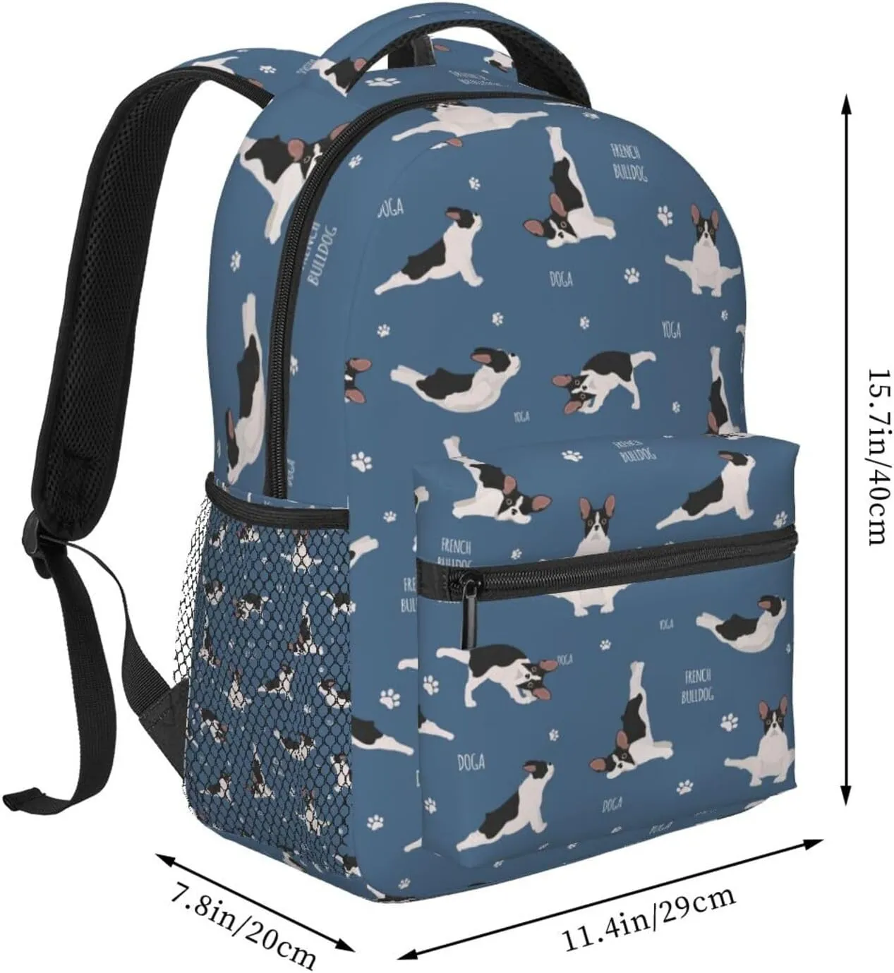 Yoga French Bulldog Dogs Backpack Laptop Backpack Sports Travel Shoulder bag Light casual backpack