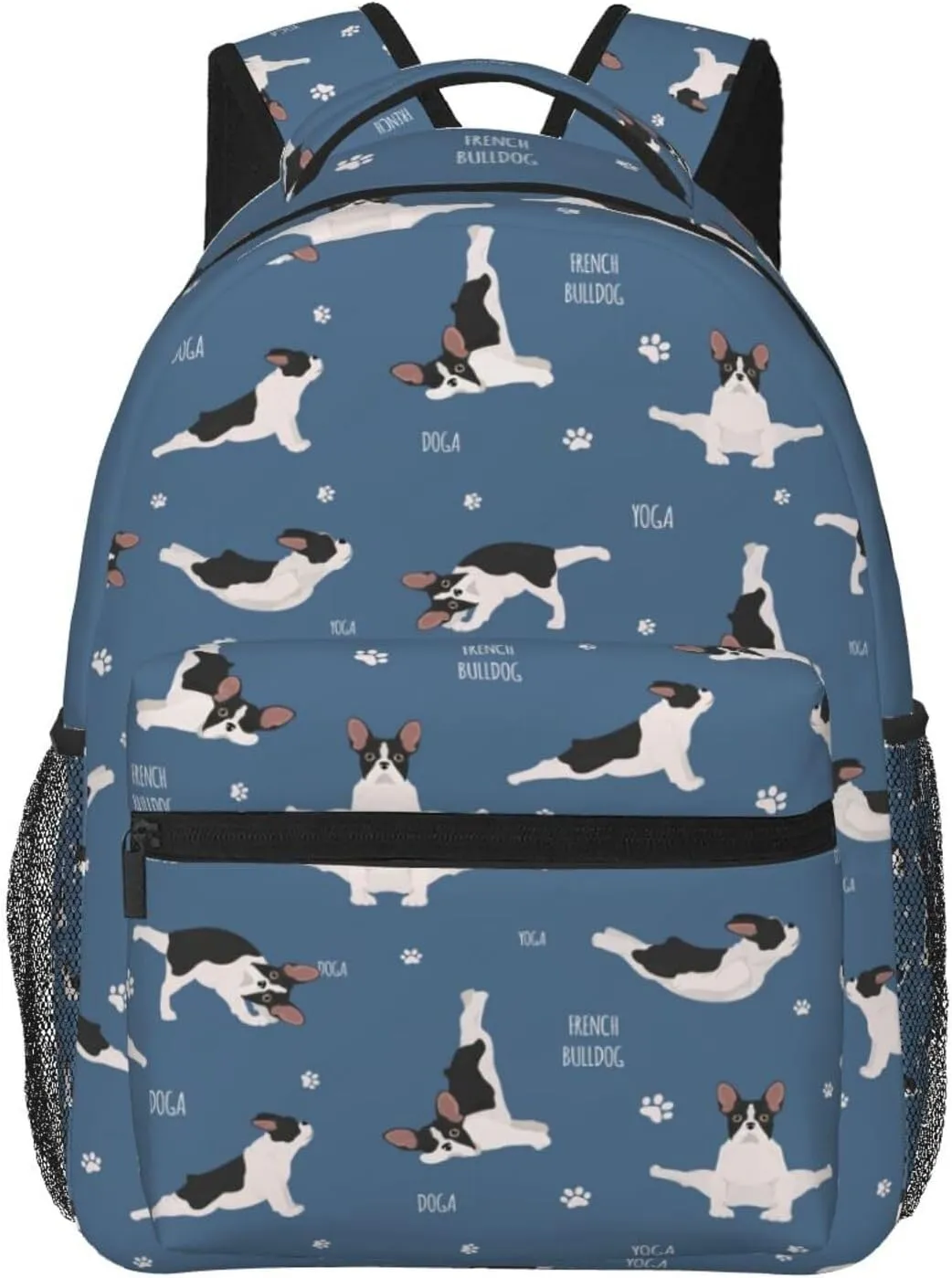 Yoga French Bulldog Dogs Backpack Laptop Backpack Sports Travel Shoulder bag Light casual backpack
