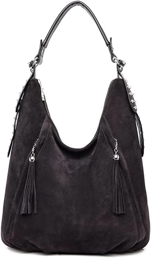Yohora Women’s Tote Bag Roomy Shoulder Purse Genuine Leather Hobo Handbag Work Travel Top Handle Bag with Tassel