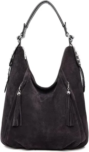 Yohora Women’s Tote Bag Roomy Shoulder Purse Genuine Leather Hobo Handbag Work Travel Top Handle Bag with Tassel